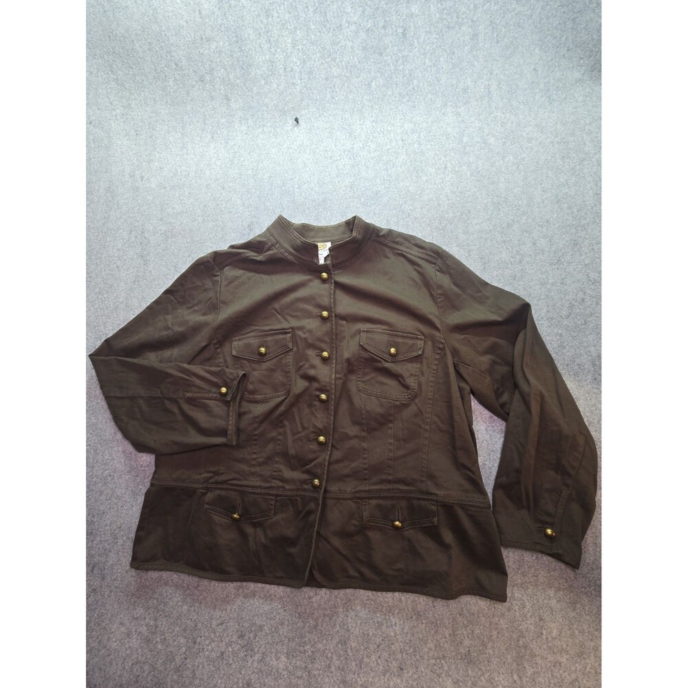 Talbots Stretch Size 18W Mocha Brown Lightweight Military Style Jacket